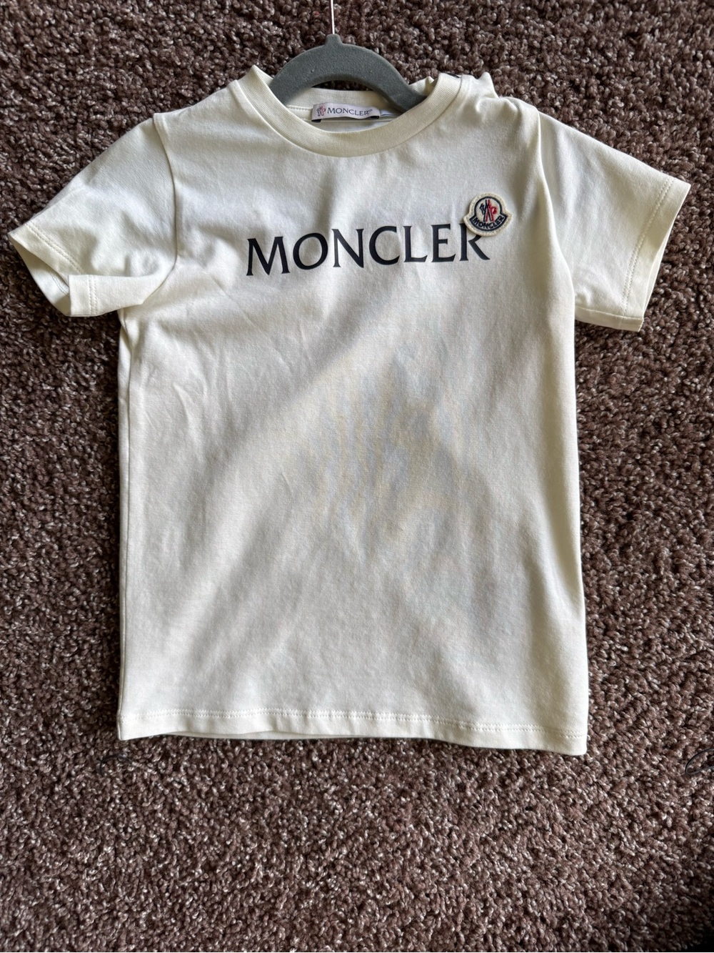 Moncler Kids Cream Short-Sleeve Logo Tee